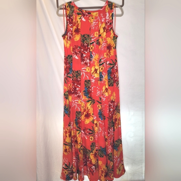 Coral Floral Maxi Dress XL Sleeveless Beautiful Great Condition Tropical ๐ฅ - Picture 4 of 4